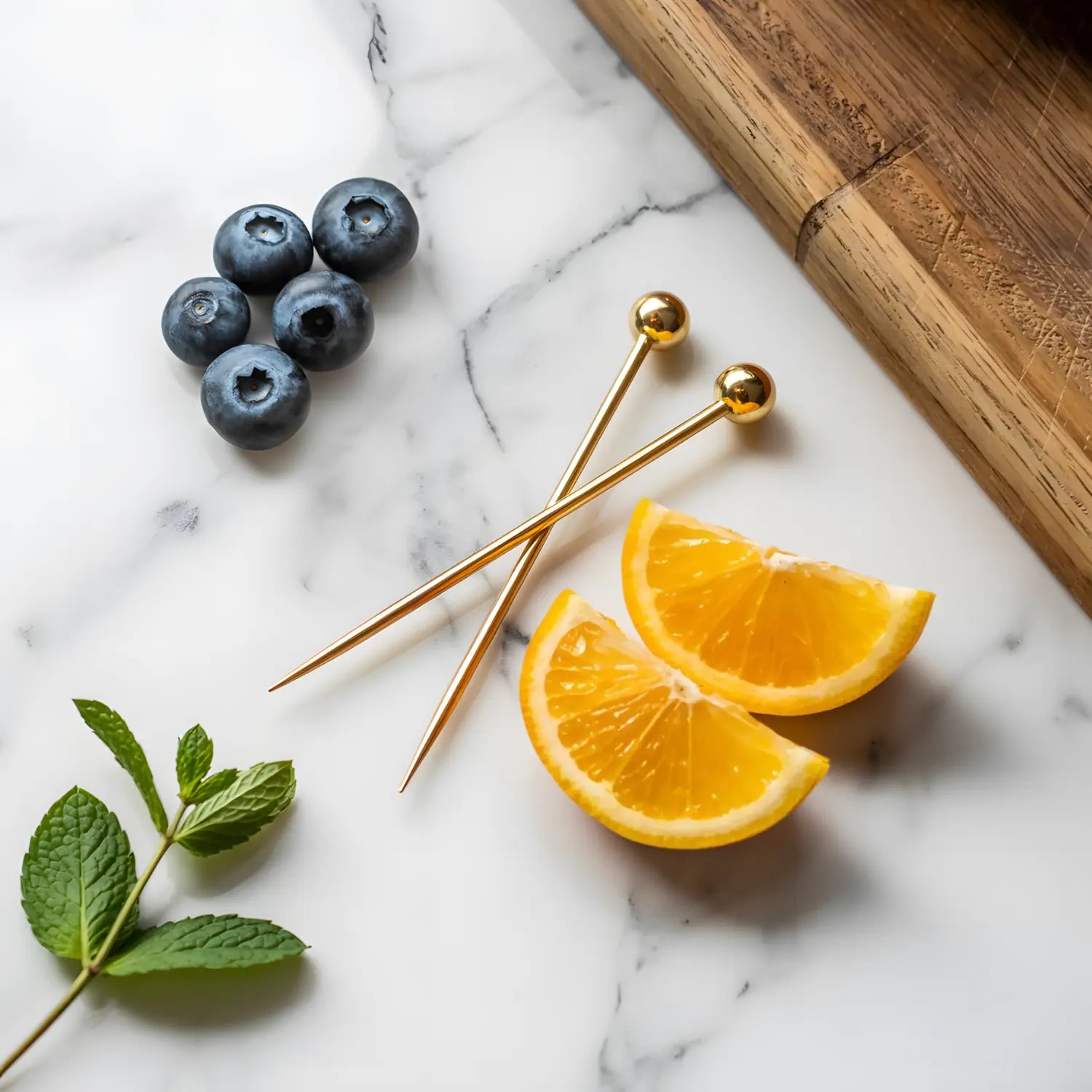 Cocktail picks with olives for drink garnish
