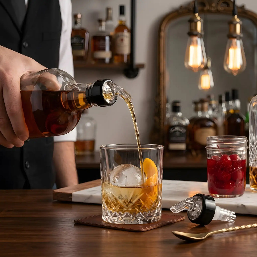 1 oz measured pourer in use at a bar