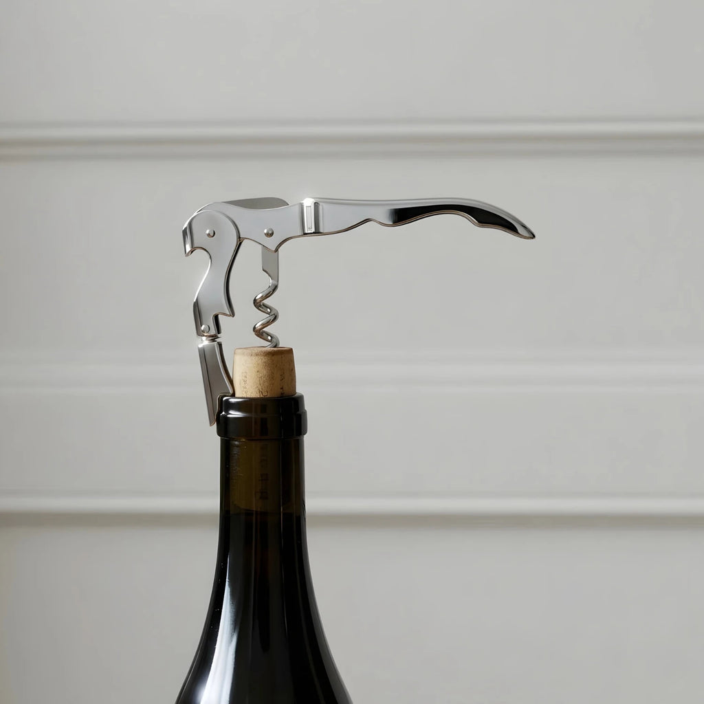 opening a bottle of red wine with a wine key