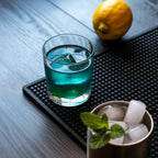 small bar mat on a home bar counter