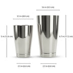 Boston Shaker - 18 oz & 28 oz dimensions