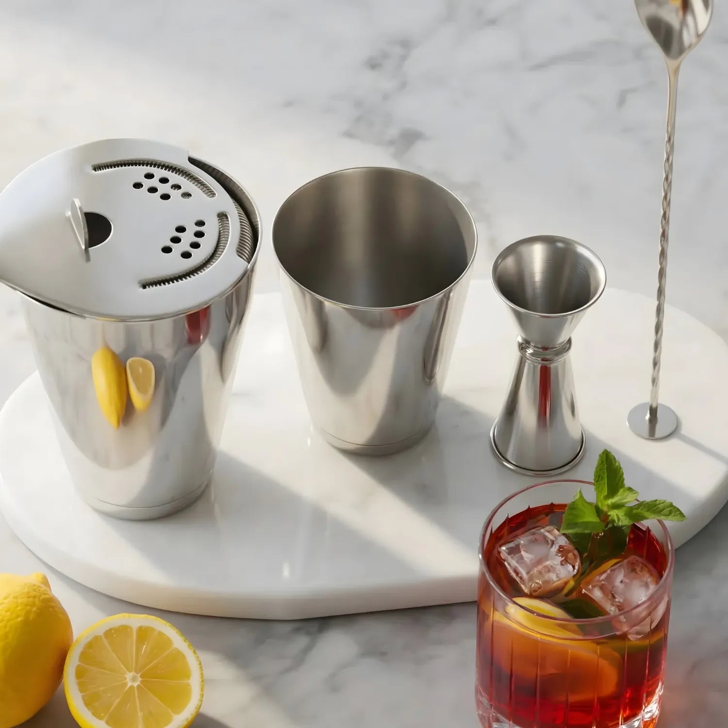 4-piece Boston shaker cocktail set detail view