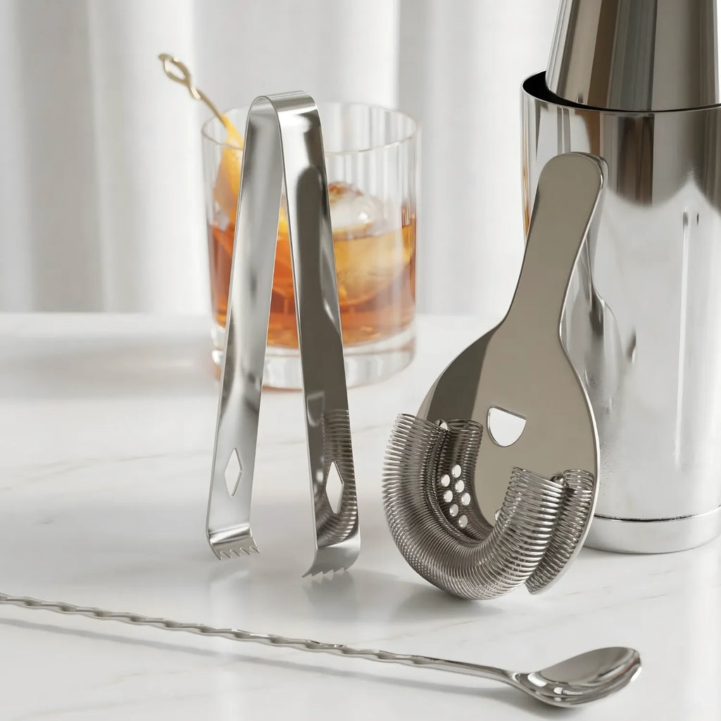 8-piece Boston shaker cocktail set close up