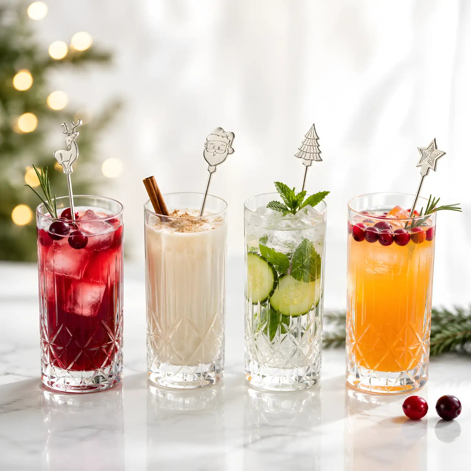 christmas swizzle sticks in cocktails
