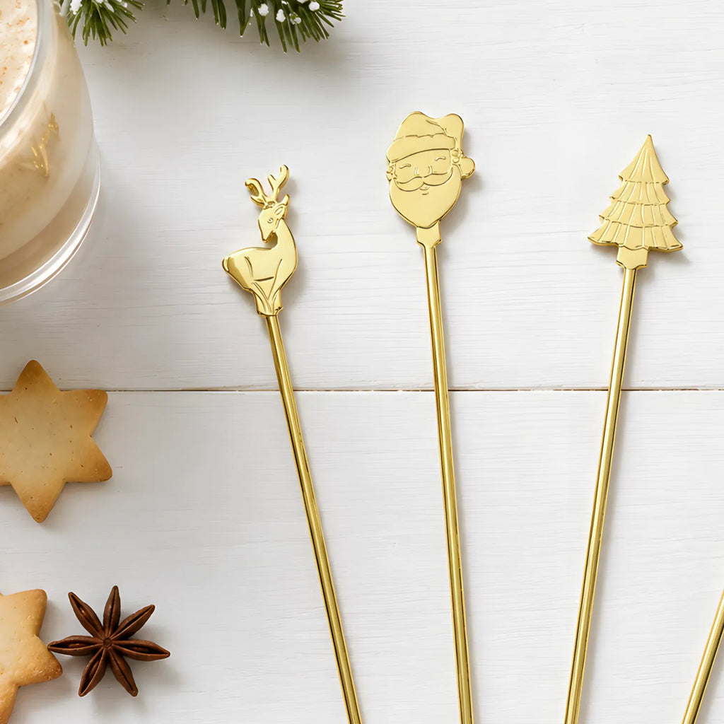 christmas swizzle sticks on table
