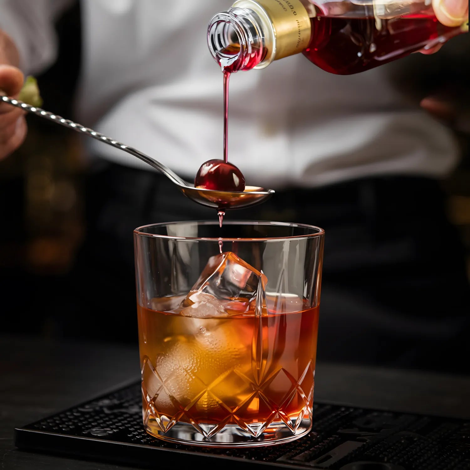 bartender using a teardrop bar spoon