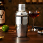 12 oz cobbler shaker on a home bar counter