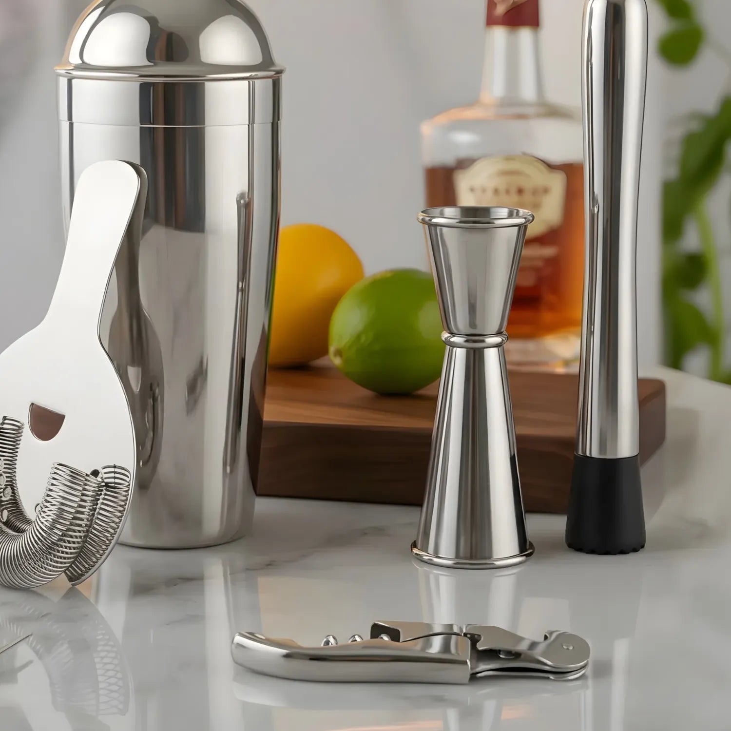 8-piece cobbler shaker cocktail set detail view