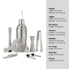 Cobbler Shaker Cocktail Set - 8-Piece dimensions
