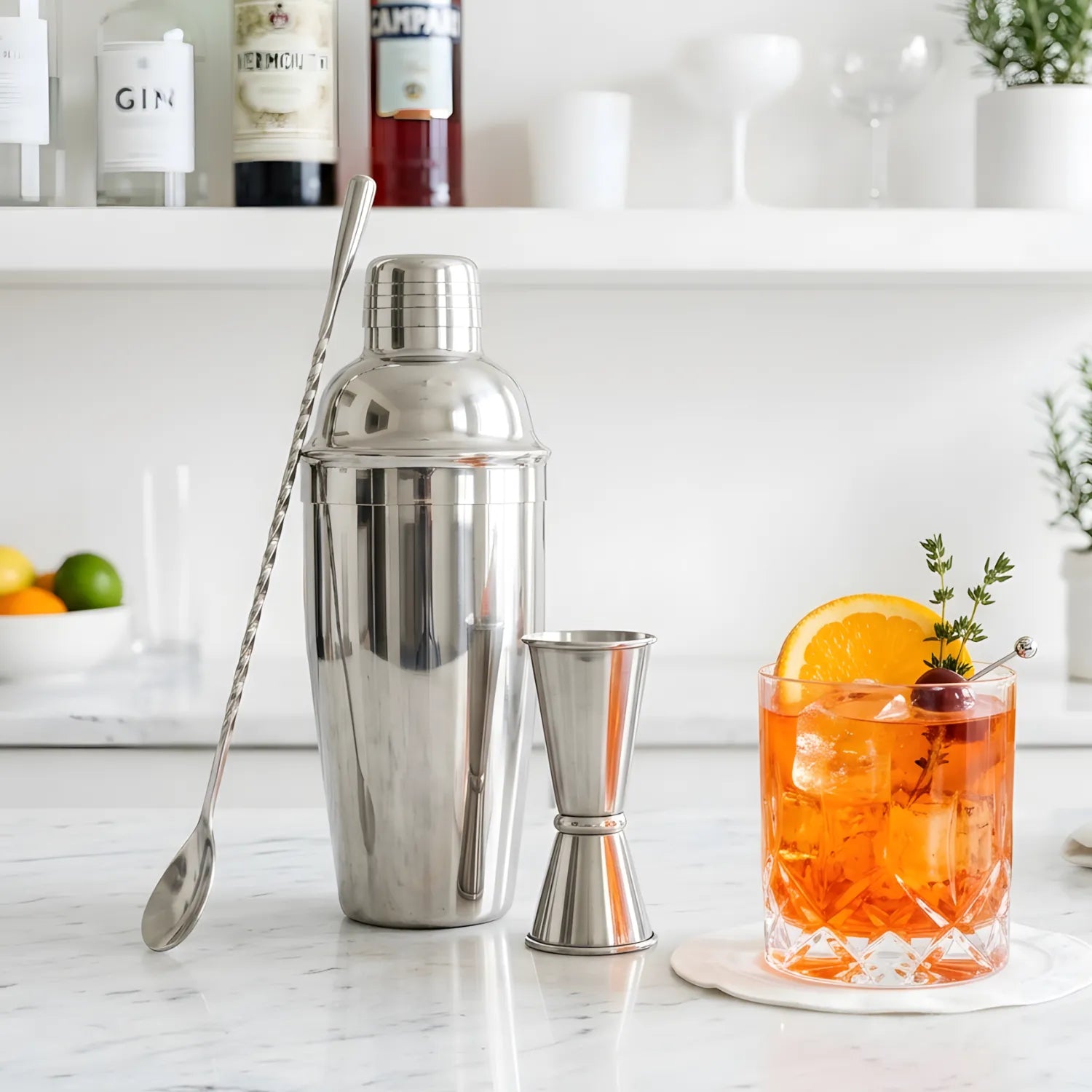 Cocktail set on home bar table