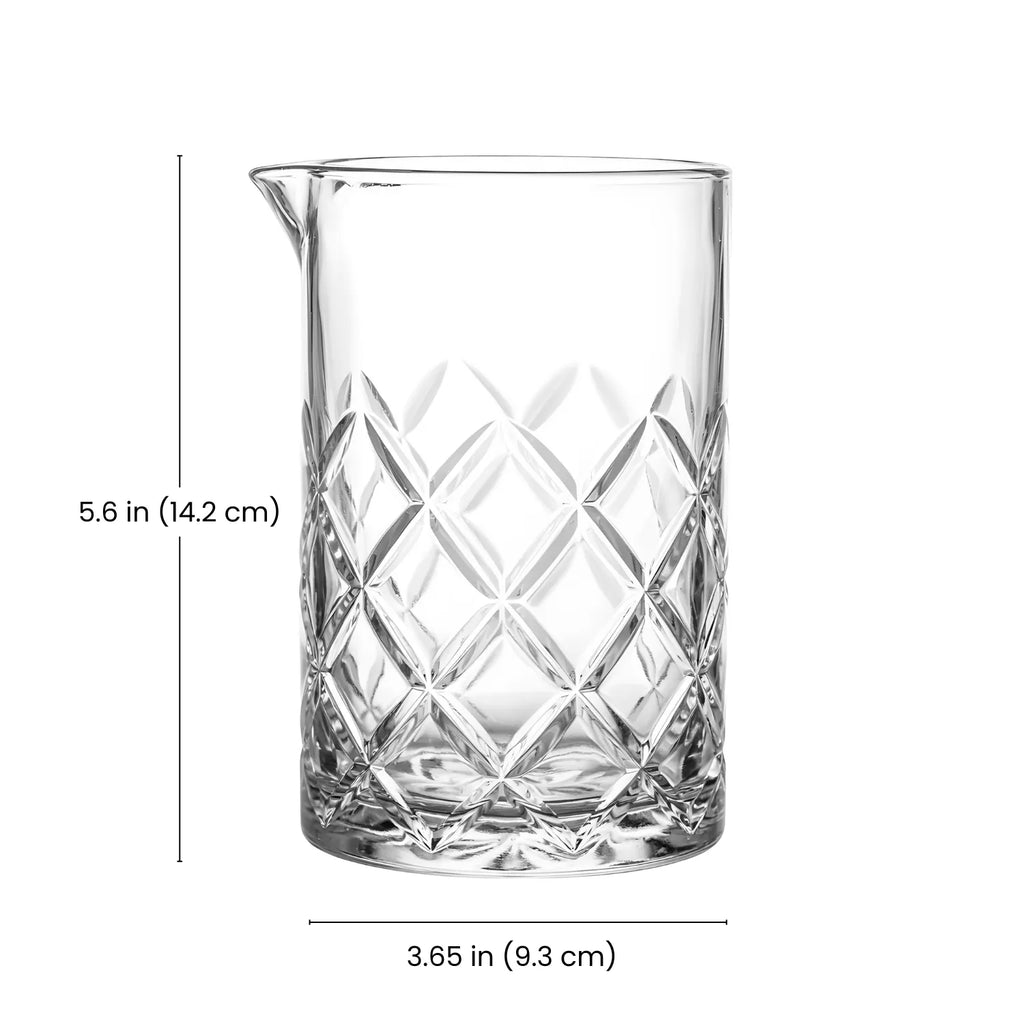 Diamond Cut Mixing Glass - 24 oz dimensions