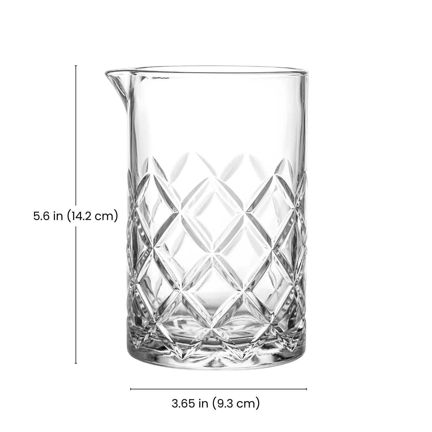 Diamond Cut Mixing Glass - 24 oz dimensions