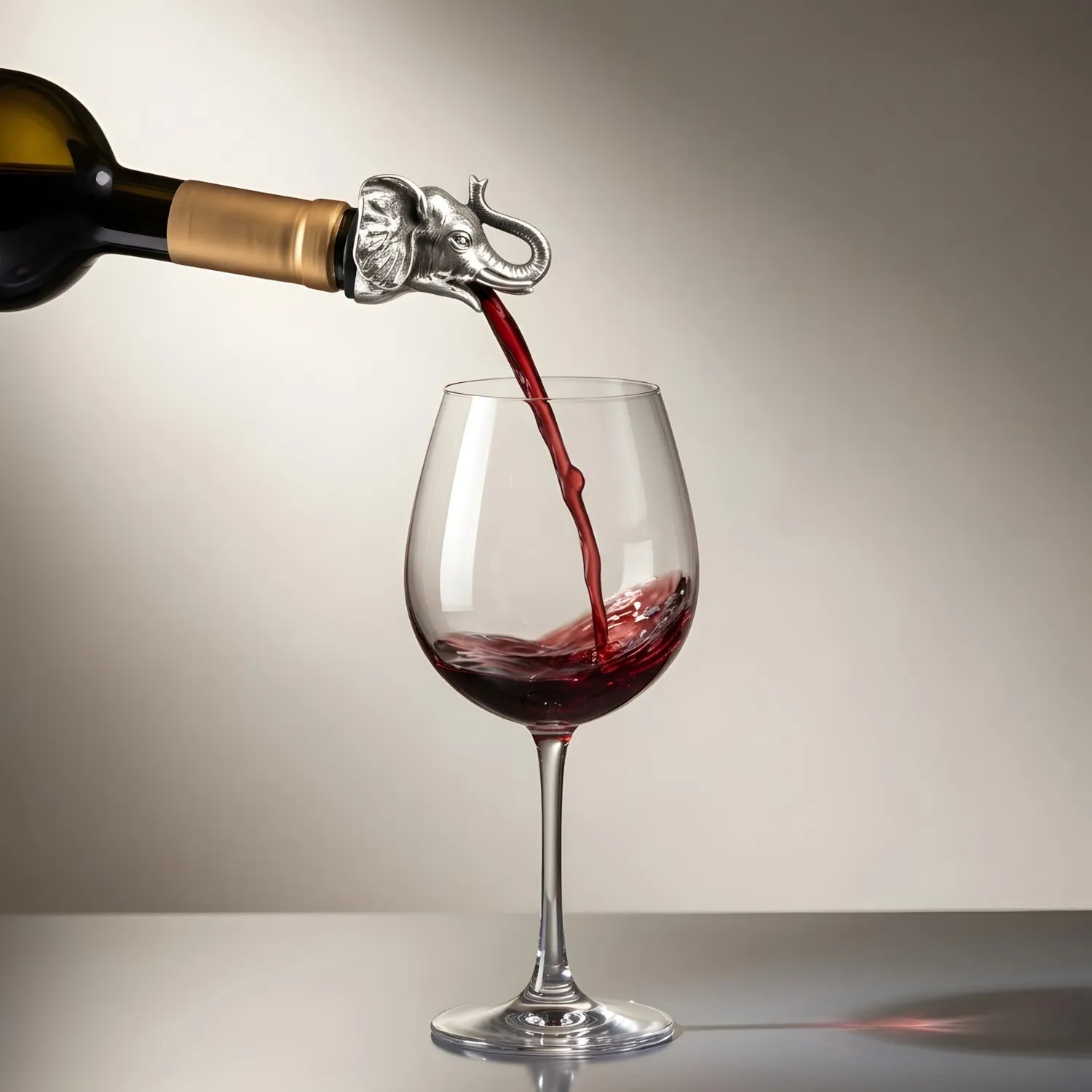 elephant pourer pouring wine from a bottle
