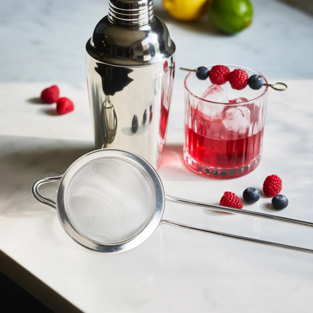 fine mesh strainer next to a shaker