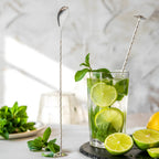 flat end bar spoon on a home bar counter