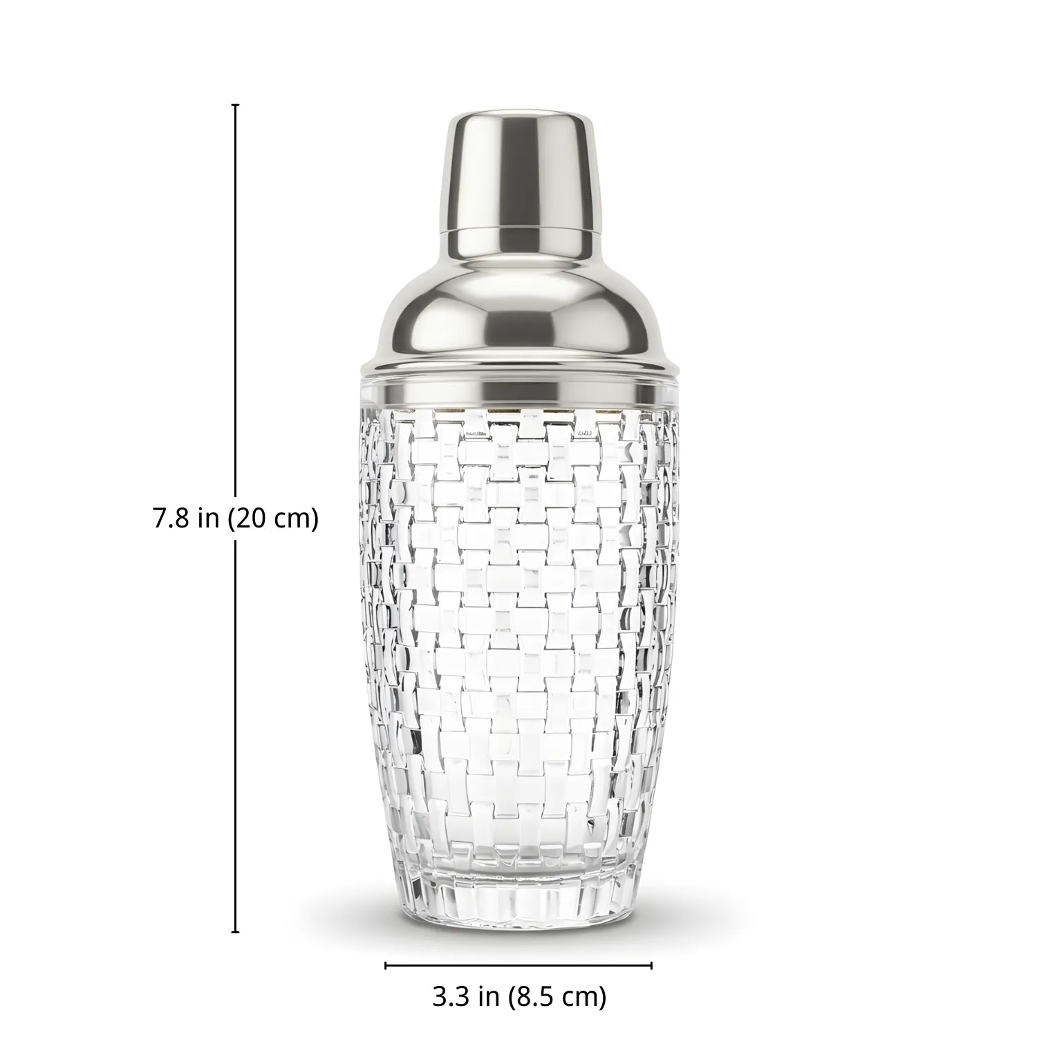 Glass Cocktail Shaker - 12 oz dimensions
