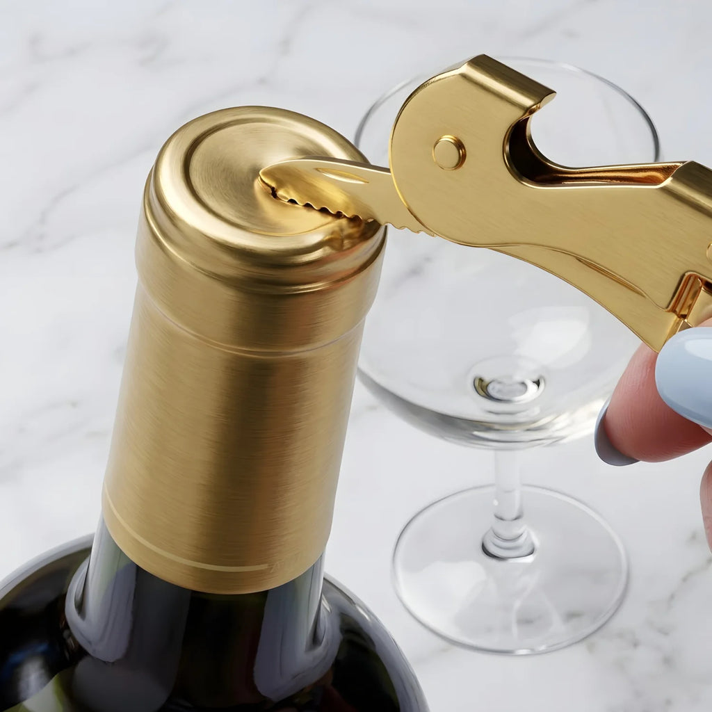 gold wine key with a foil cutter