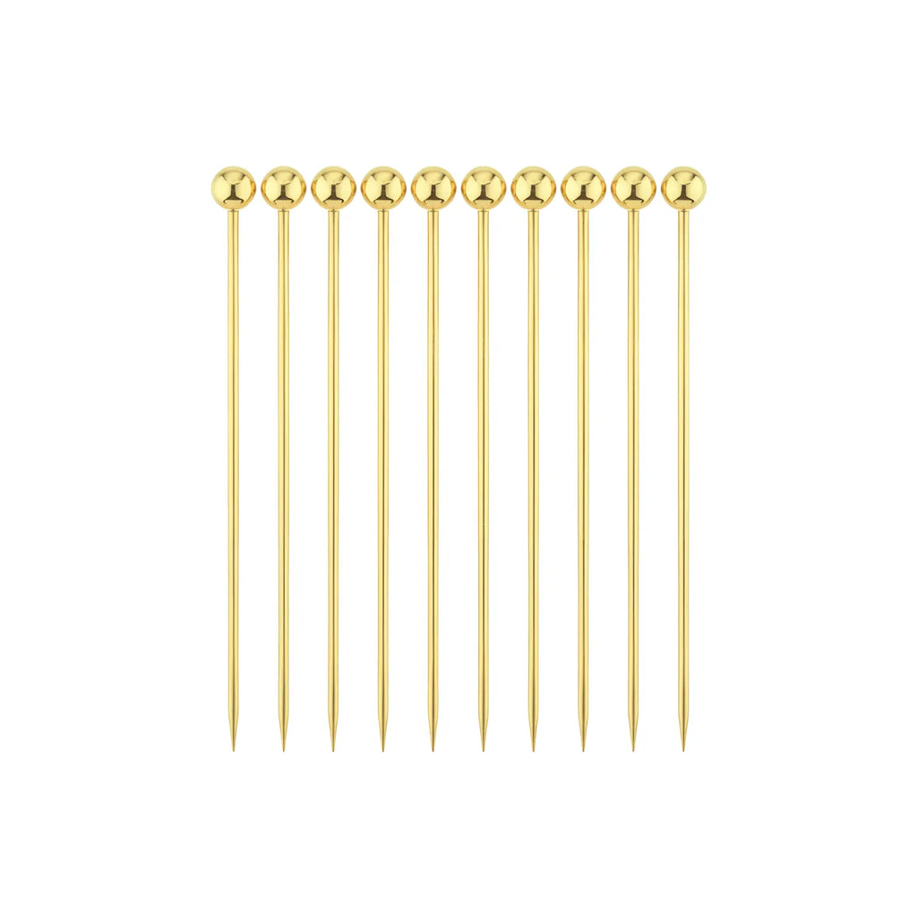 gold Ball Cocktail Picks - Set of 10