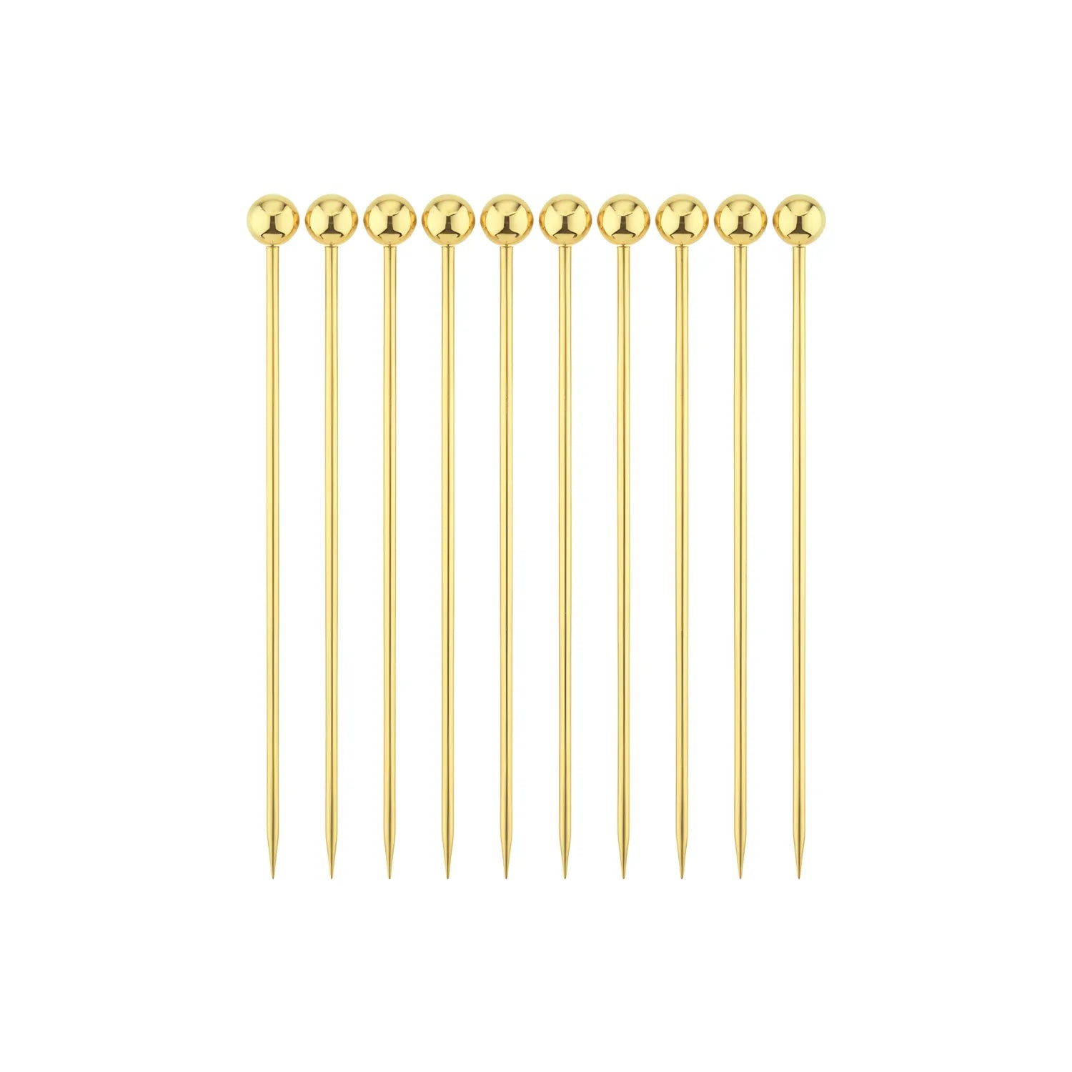 gold Ball Cocktail Picks - Set of 10