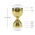 Gold Bell Jigger - 2 oz & 1 oz dimensions