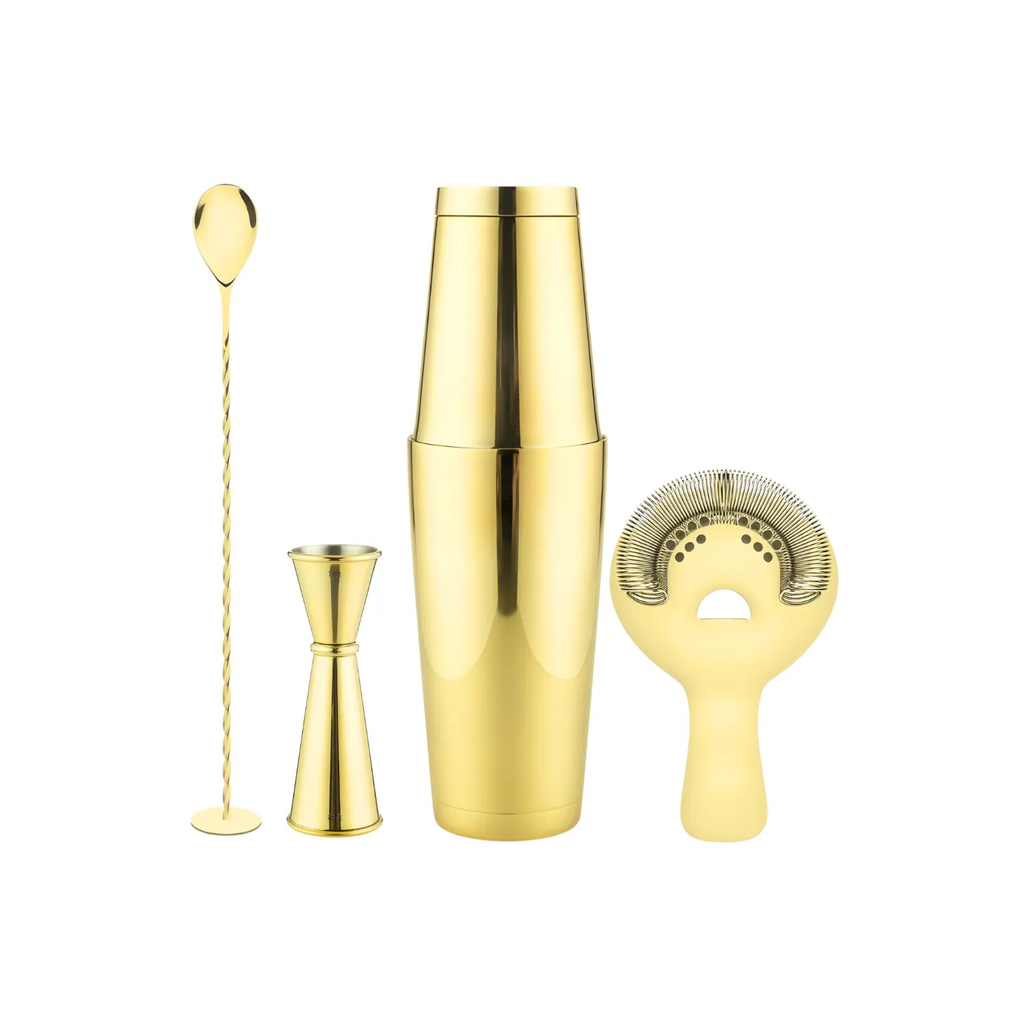 gold Boston shaker cocktail set - 4-piece products display
