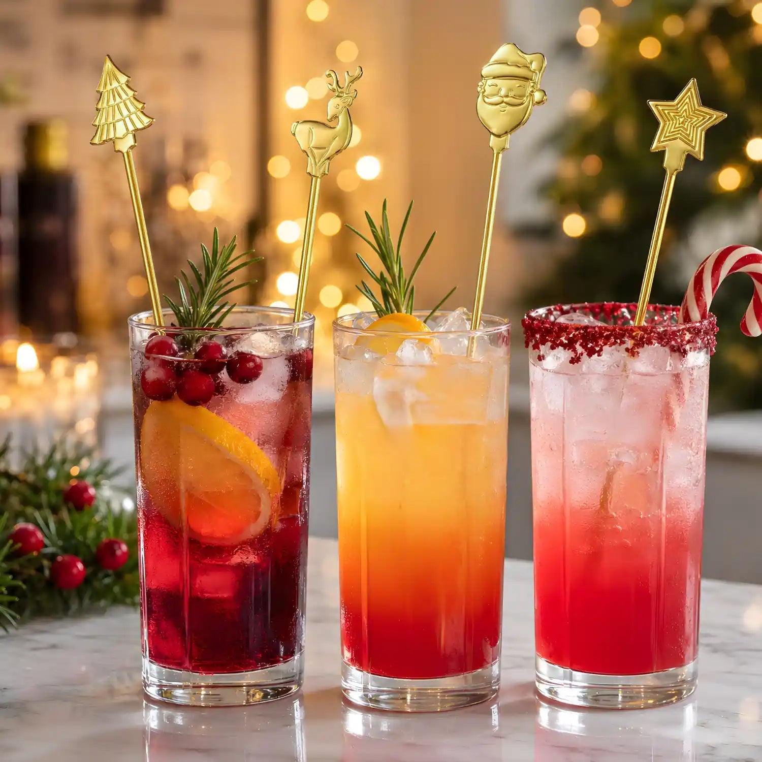 gold christmas swizzle sticks for holiday