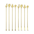 gold Christmas Swizzle Sticks - Set of 8