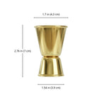 Gold Classic Jigger - 1 oz & 0.5 oz dimensions