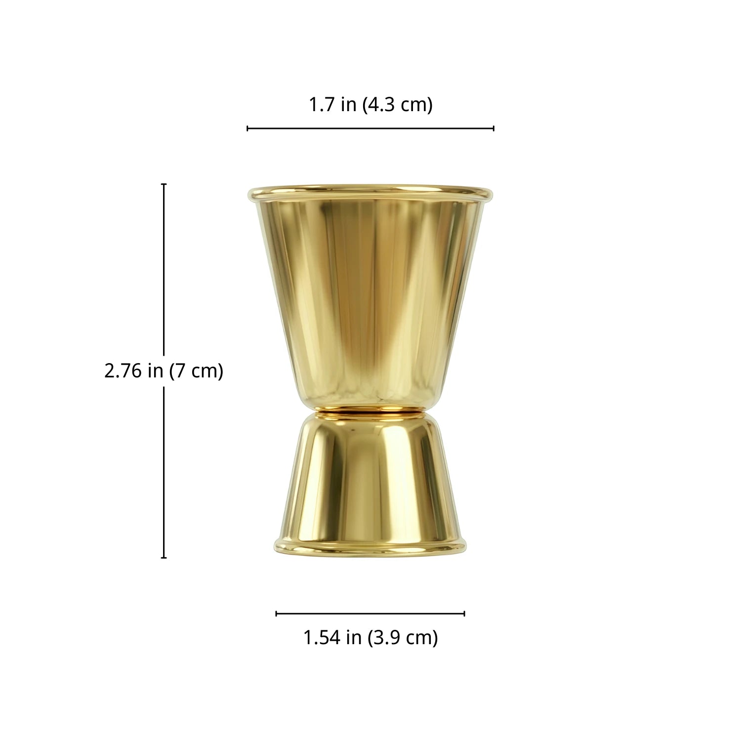 Gold Classic Jigger - 1 oz & 0.5 oz dimensions