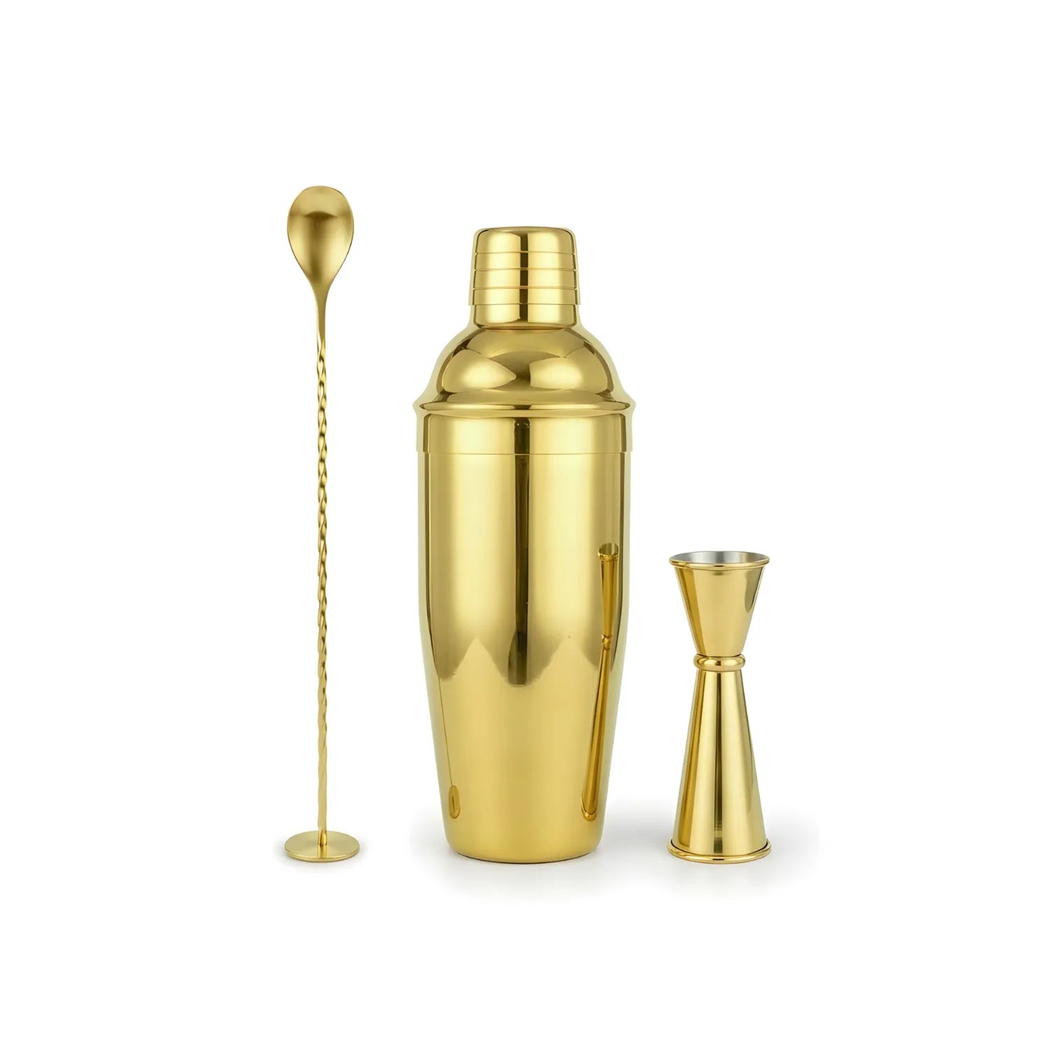 Gold Cobbler Shaker Cocktail Set - 3-Piece