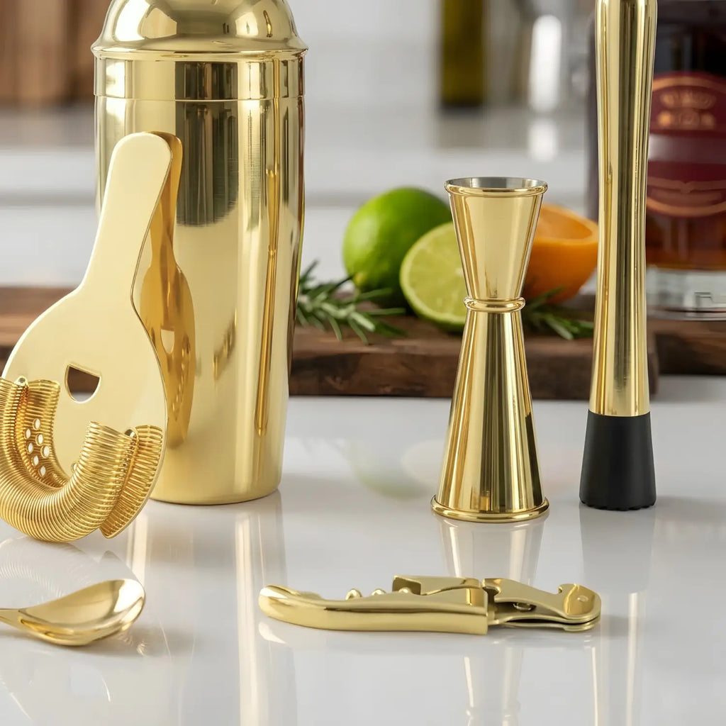 gold 8-piece cobbler shaker cocktail set products detail view