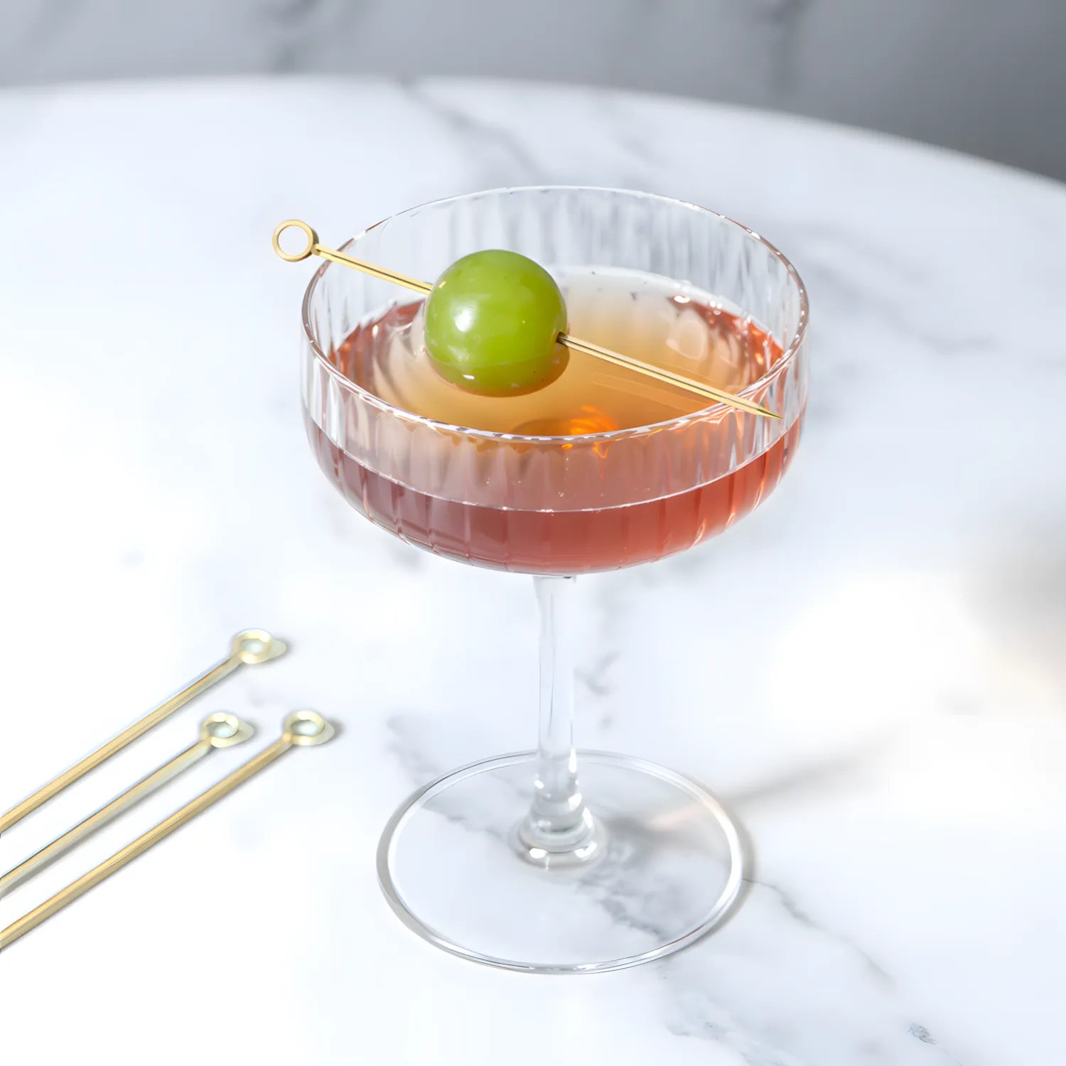 gold ring cocktail picks for garnish