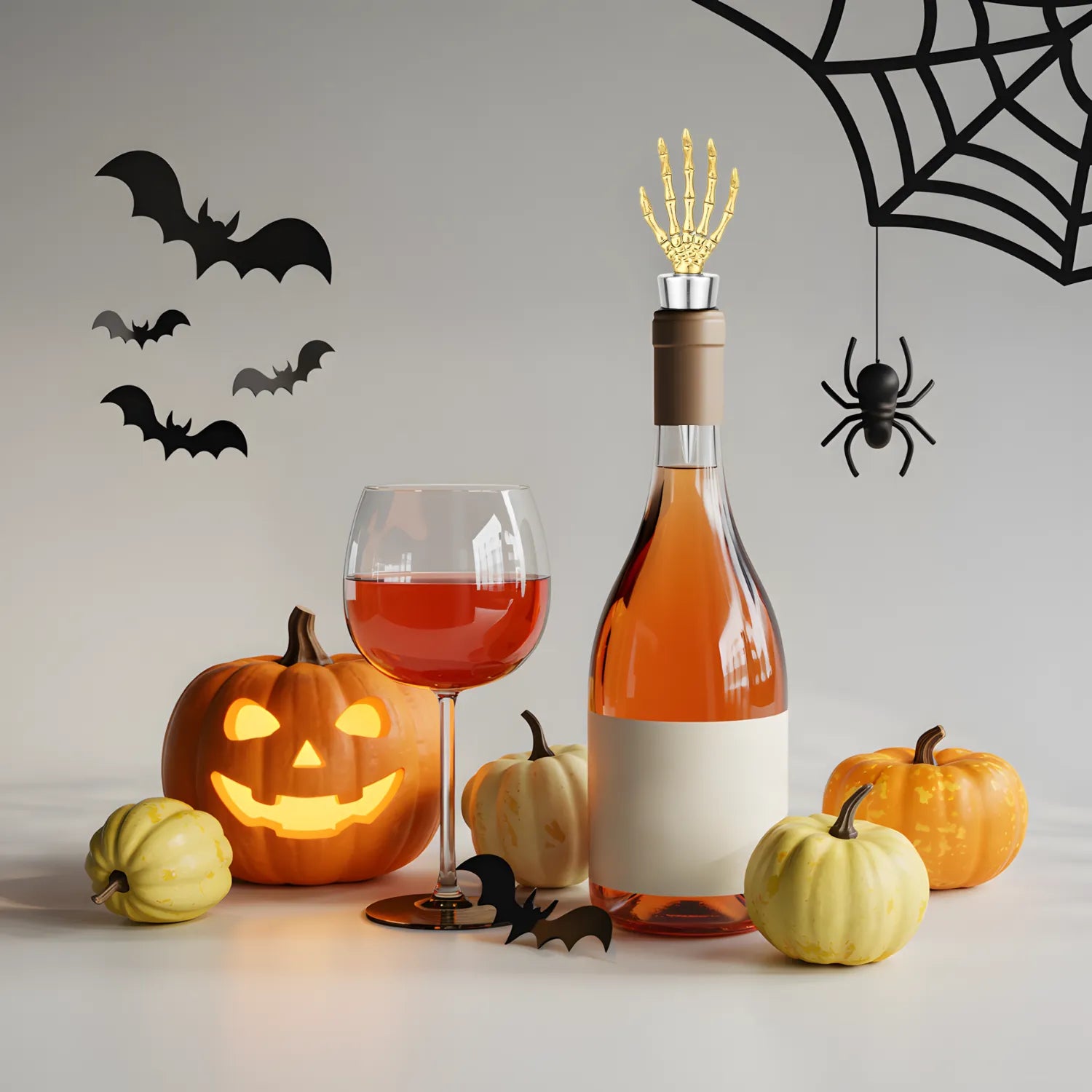 gold skeleton hand wine stopper for Halloween