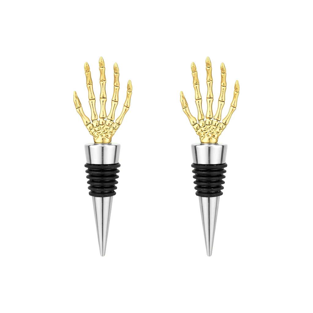 gold Skeleton Hand Wine Stoppers - Set of 2