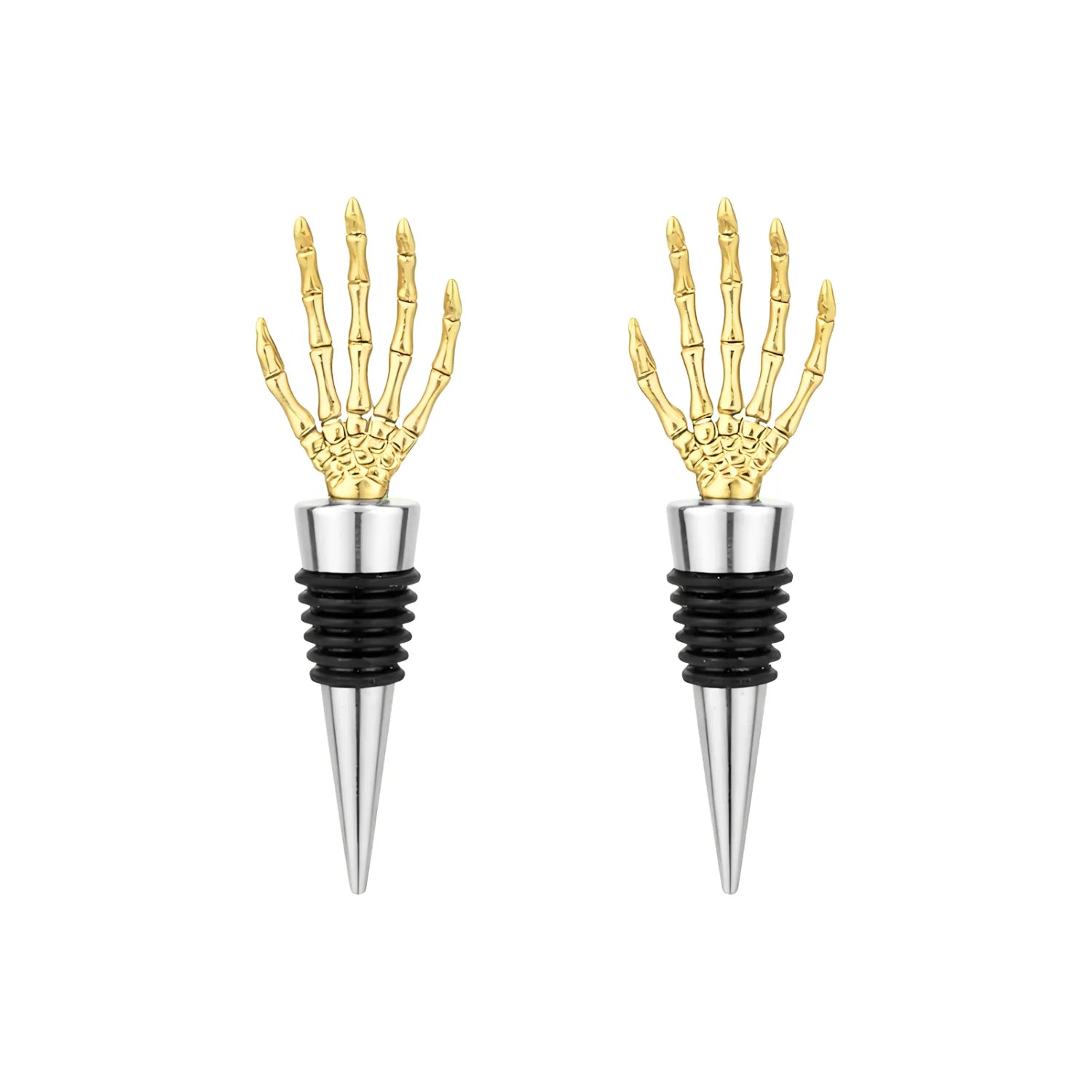 gold Skeleton Hand Wine Stoppers - Set of 2