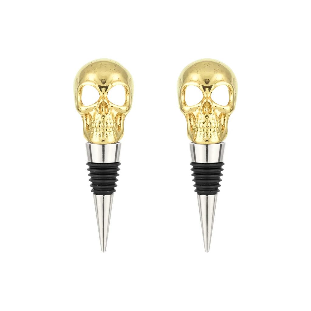 gold Skull Wine Stoppers - Set of 2