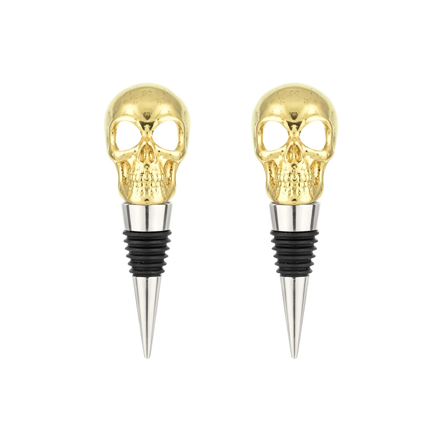 gold Skull Wine Stoppers - Set of 2
