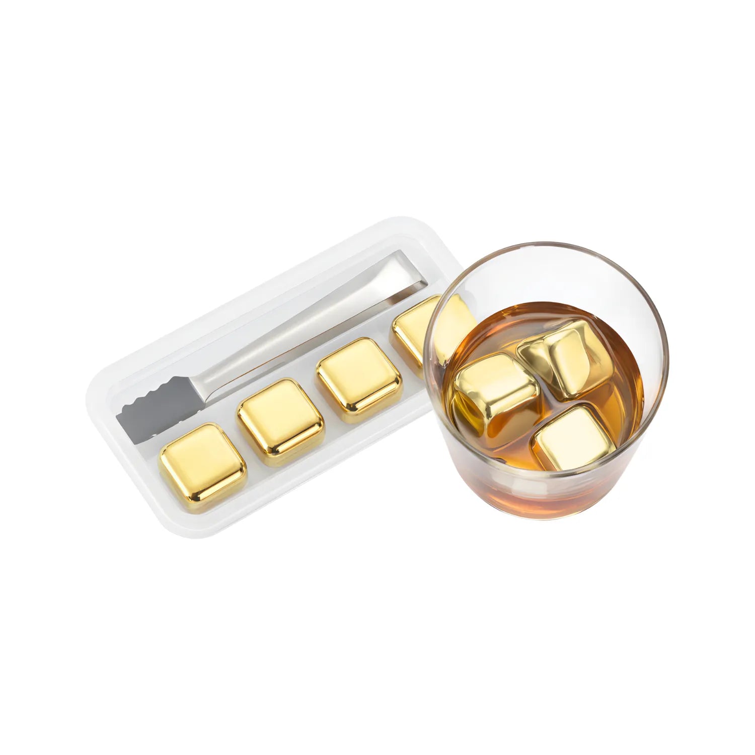gold Stainless Steel Ice Cubes - Set of 4