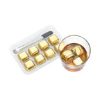 gold Stainless Steel Ice Cubes - Set of 8