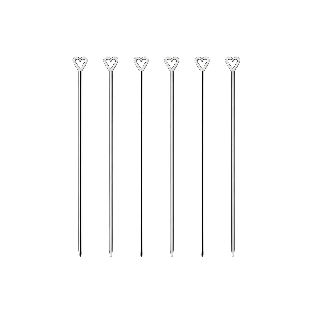 heart cocktail picks - set of 6
