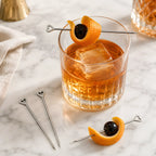 heart cocktail picks skewered with garnishes