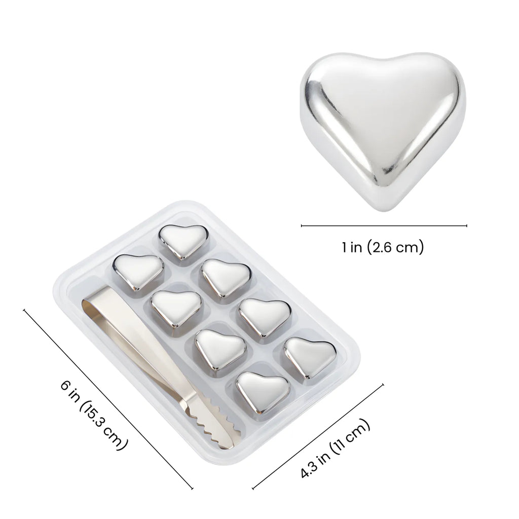 Heart Stainless Steel Ice Cubes dimensions