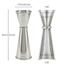 Japanese Jigger - 2 oz & 1 oz dimensions