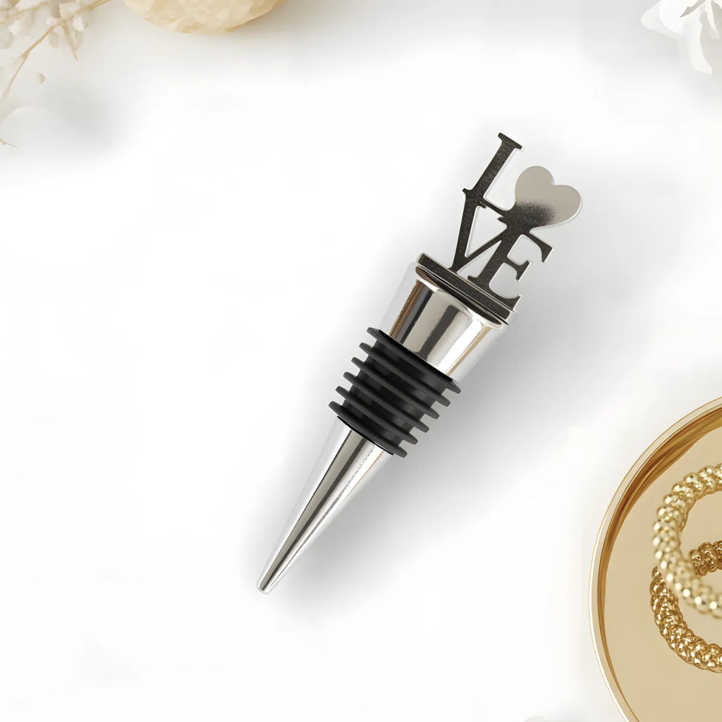 love wine stopper on a home bar counter