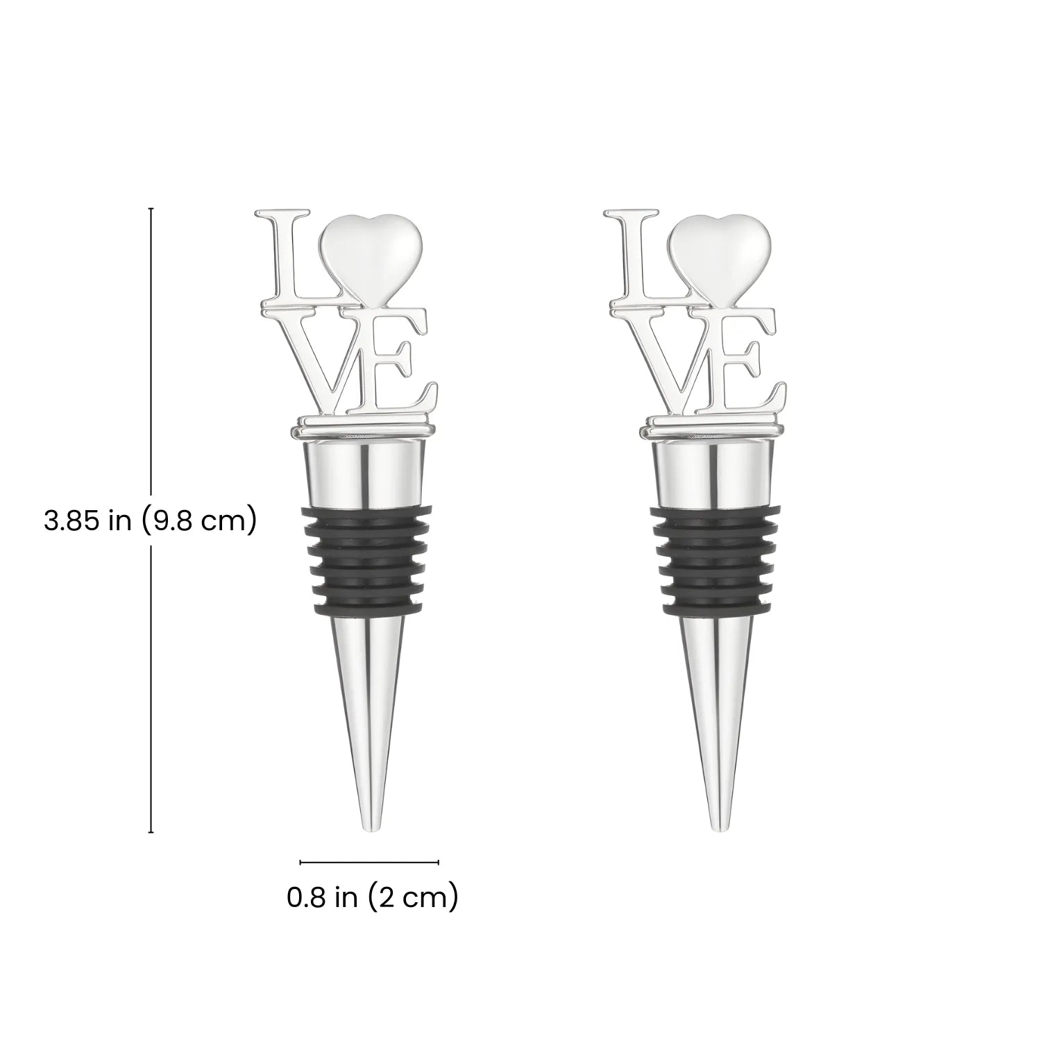 LOVE Wine Stoppers dimensions