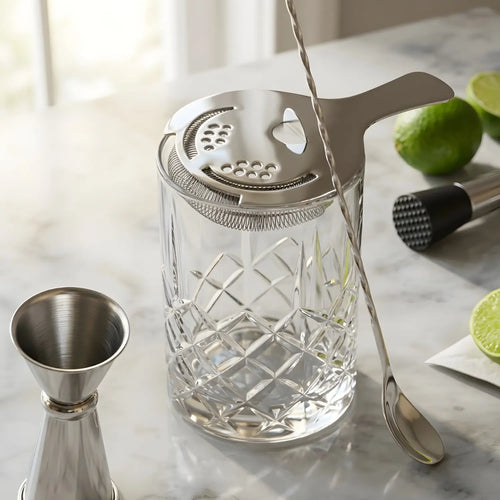mixing glass cocktail set detail view