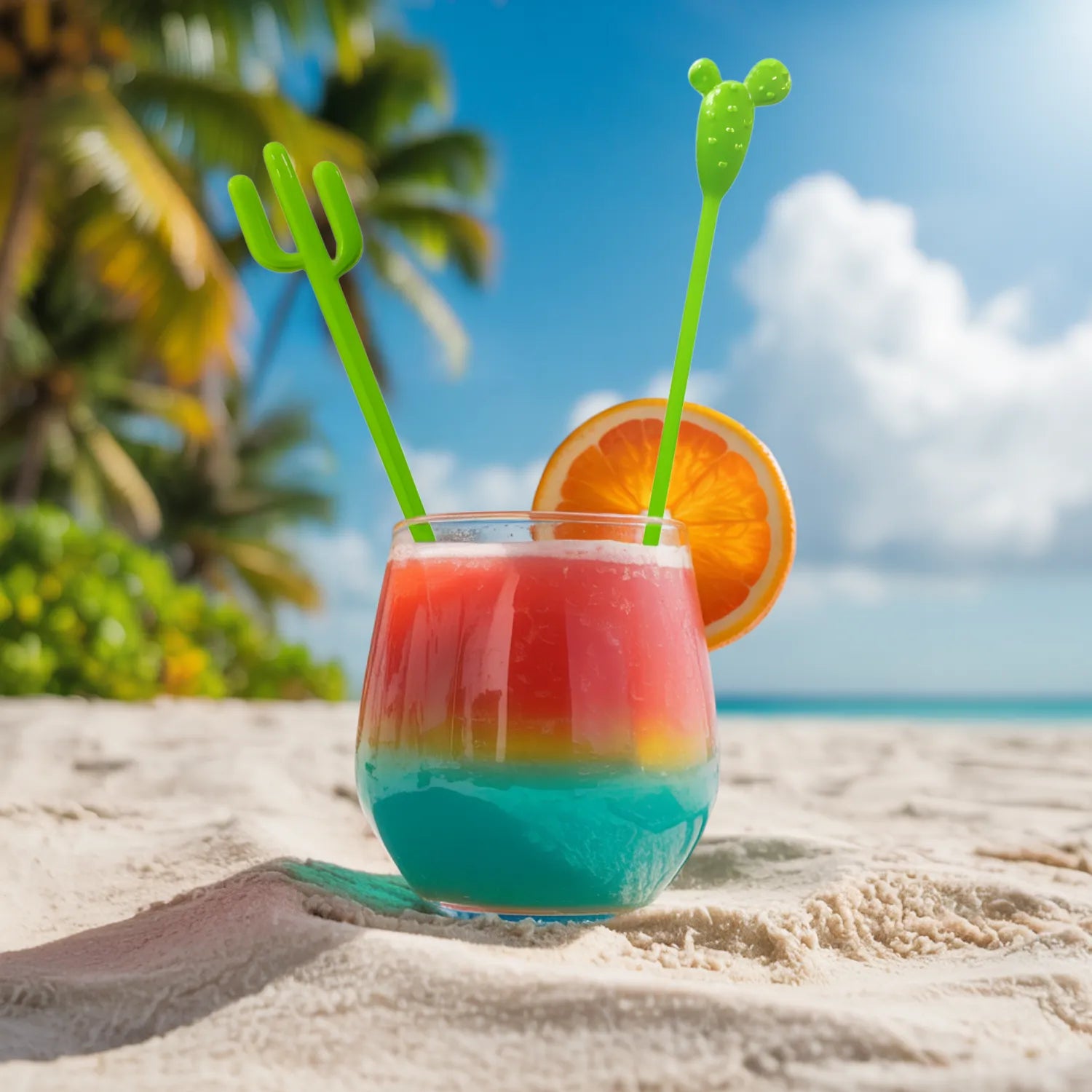cactus swizzle sticks in use