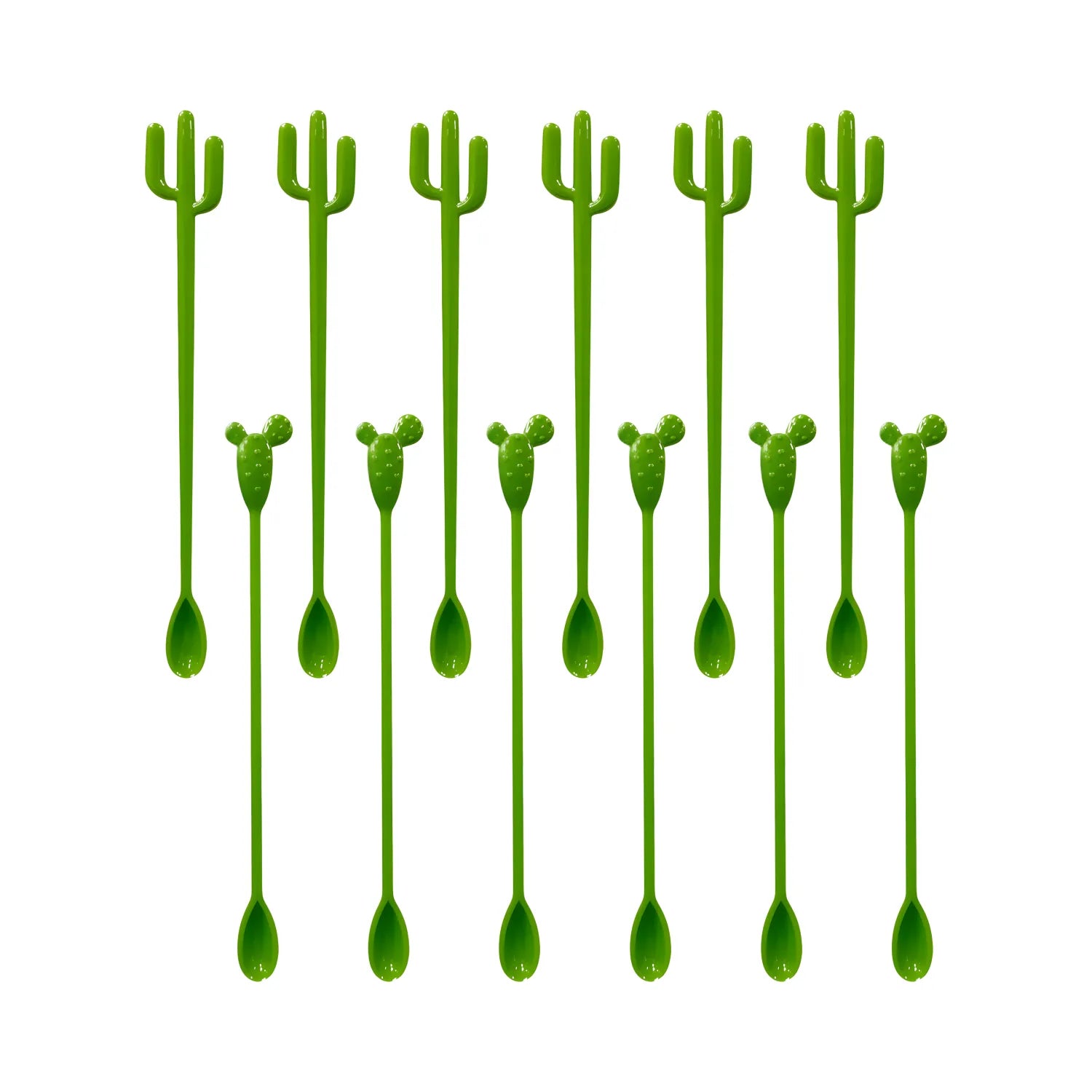 Plastic Cactus Swizzle Sticks - Set of 12