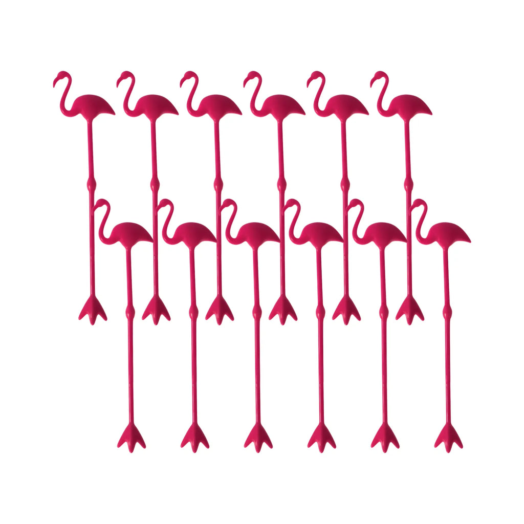 Plastic Flamingo Swizzle Sticks - Set of 12