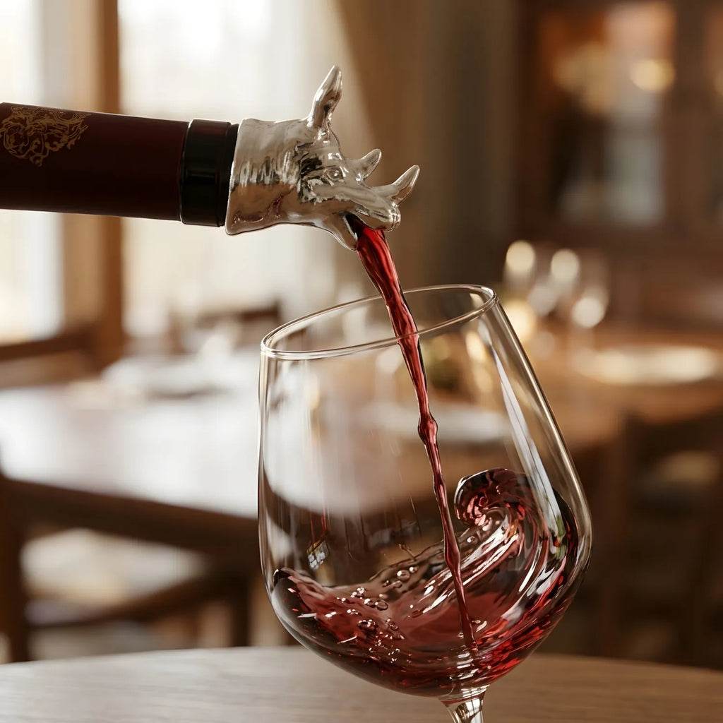 rhino pourer pouring wine from a bottle
